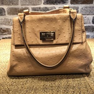 Kate Spade “Ostrich” Tan Brown Gold Clasp